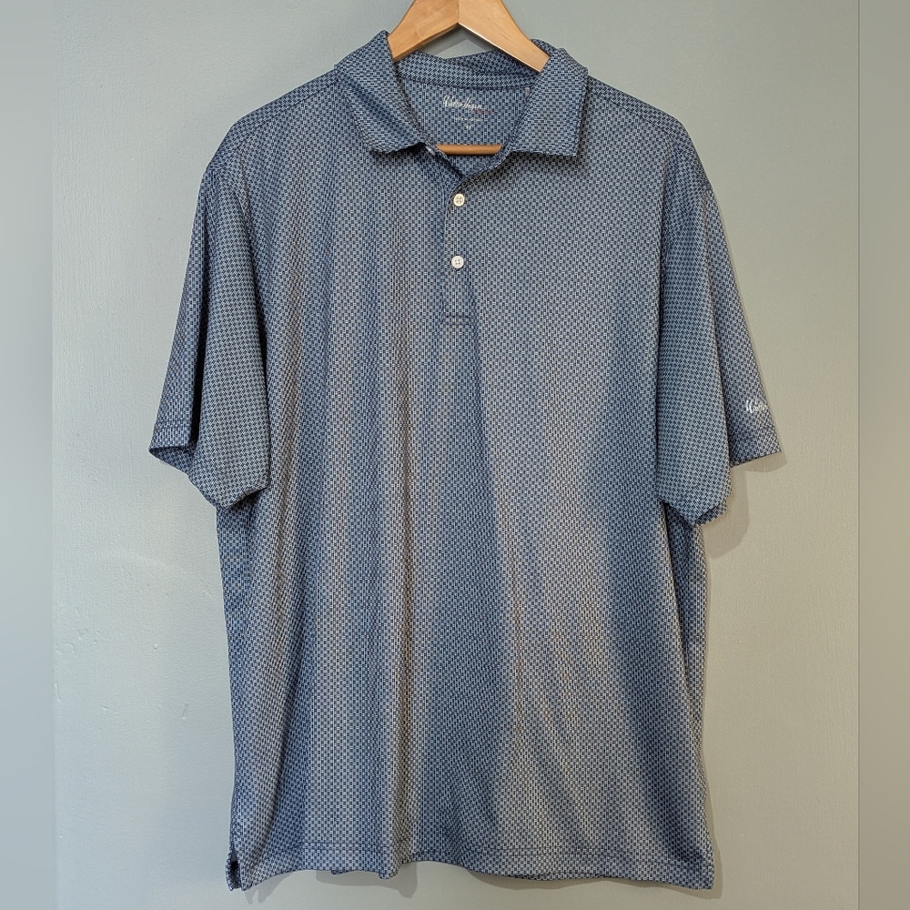 Walter Hagen Essentials Men's XL Blue Geometric Short Sleeve Golf Polo Shirt